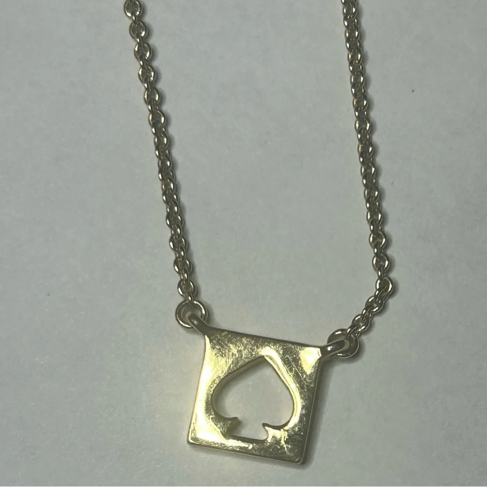 Kate Spade Gold Toned Spade Pendant Necklace Classic Designer Charm